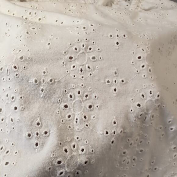 J. Jill Cream Cotton Knit Eyelet A-Line Blouse, size petite medium - Picture 4 of 10